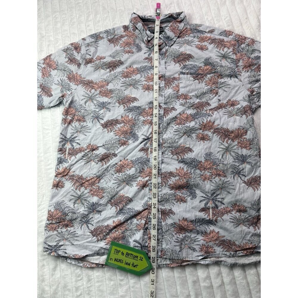 Sunrise Kingdom Vintage Design Hawaiian Palm Print Button Down Light Blue Coral - Picture 12 of 15